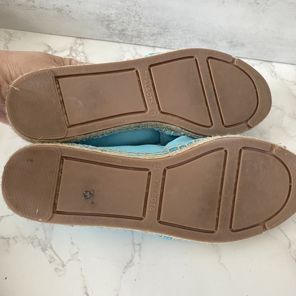 Talbots Flat Shoes Espadrilles Women Sz 7.5 Turquoise Blue Suede Coastal Resort - Picture 3 of 10